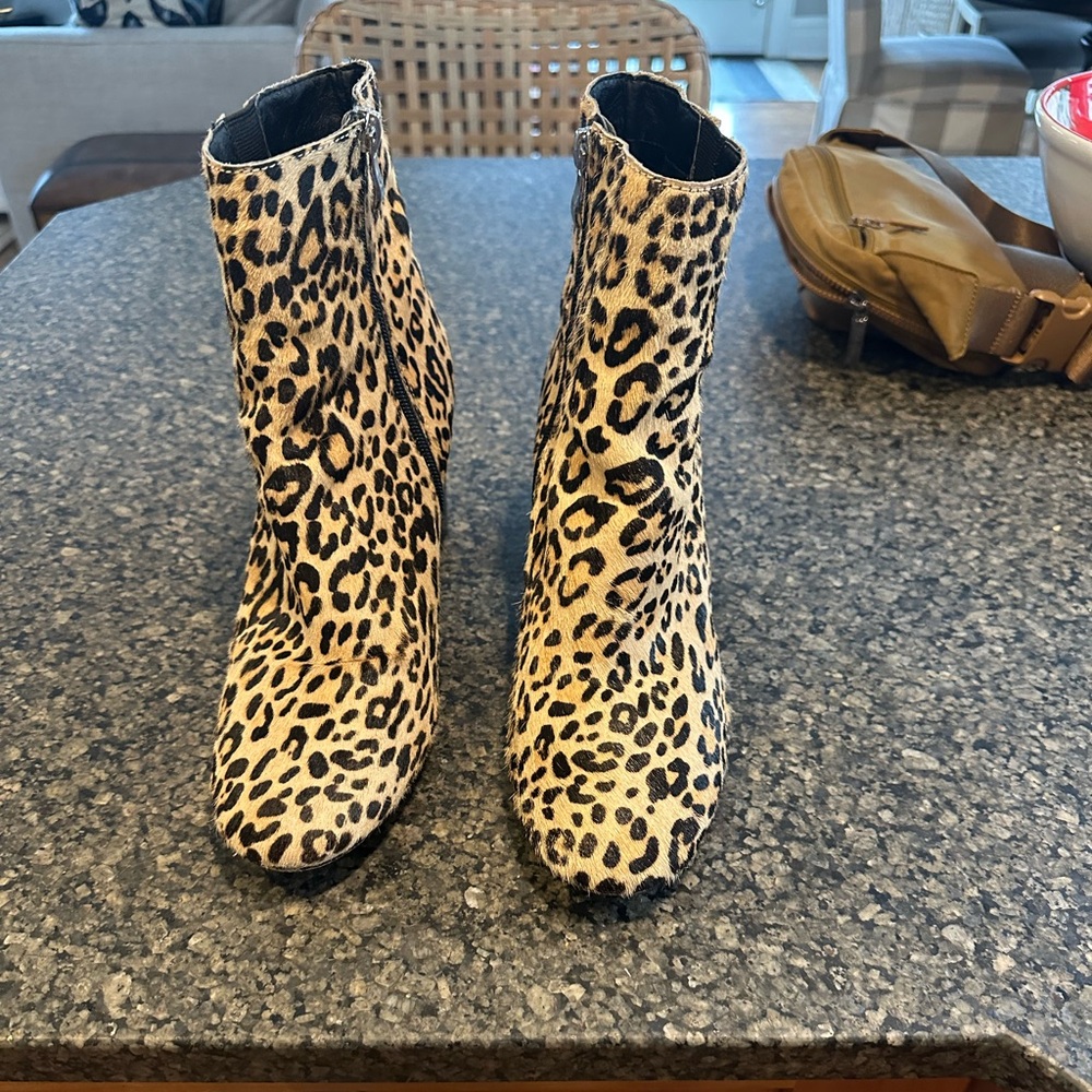 Halogen pony hair, black heel booties
